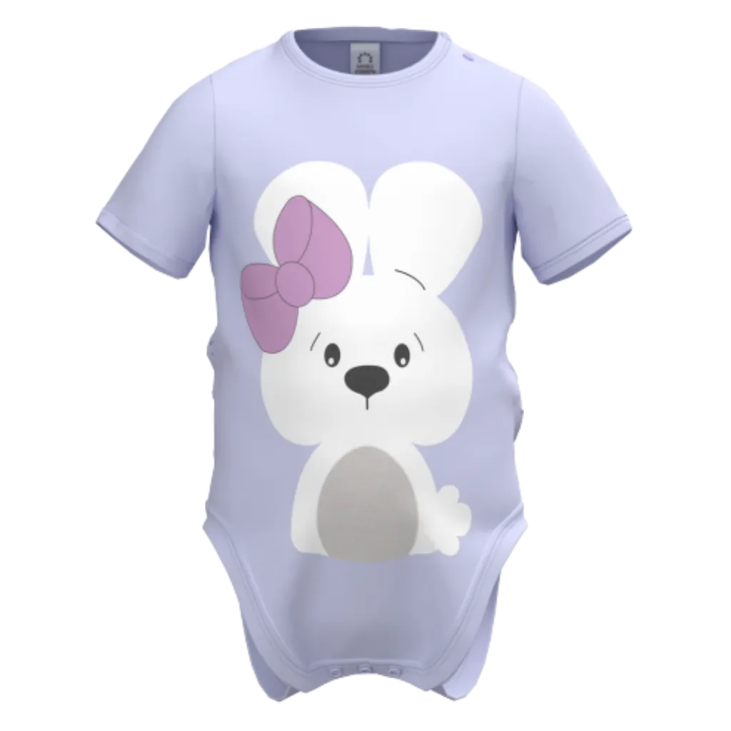 Purple Cotton Short Sleeve Romper for Girls | Cute Bunny Graphic Baby Romper | Soft Everyday Comfort | 1599
