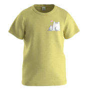 Yellow Cotton Short Sleeve T-Shirt for Girls | Cute Kitty Graphic Kids Tee | 1600