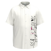 White Cotton Short Sleeve Shirt for Girls | Cute Bunny Graphic Kids Shirt | Soft Summer Casual Shirt | 1662