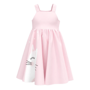 Pink Bunny Print Girls Woven Frock | Kids Party Dress | Cute Animal Design Girls Dress | 1667
