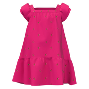 Dark Pink Cotton Girls Frock | Floral Embroidered Party Dress | Stylish Occasion Wear | 1819