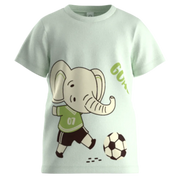 Ash Elephant Football Graphic T-Shirt for Boys | Kids Cotton Tee | Cute Animal Sports Print Casual Wear | 1825
