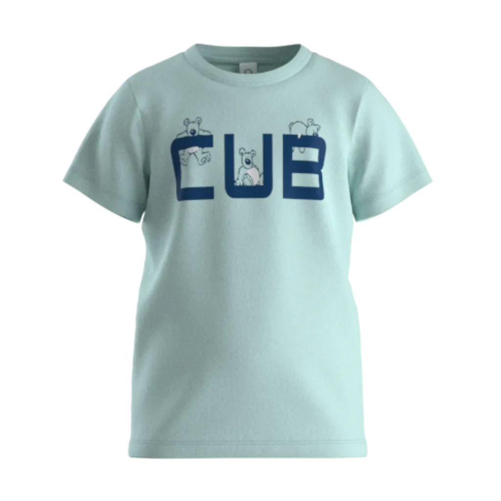 Sky Blue Boys Graphic T-Shirt | "CUB" Bear Print Casual Tee | Soft Cotton Half Sleeve Everyday T-Shirt | 1829