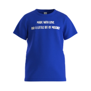 Blue Boys Graphic T-Shirt | "Made With Love & A Little Bit of Mischief" Print Tee | Soft Cotton Half Sleeve Casual T-Shirt | 1838