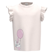 Pink Cotton Flutter Sleeve T-Shirt for Girls | Cute Bunny Balloon Kids Tee | 1846