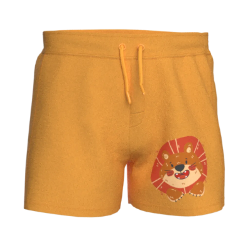Yellow Lion Print Boys Shorts | Kids Cotton Casual Shorts | Cute Animal Short Pant | 1858