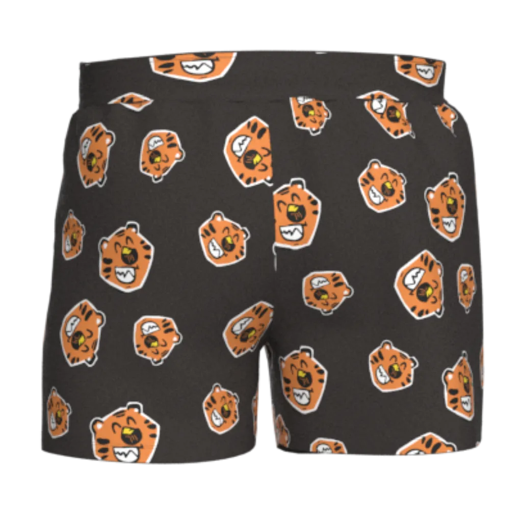 Black Tiger Print Boys Short Pant | All-Over Graphic Shorts | Soft Cotton Comfort | 1859