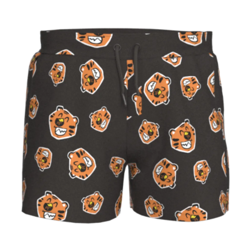 Black Tiger Print Boys Short Pant | All-Over Graphic Shorts | Soft Cotton Comfort | 1859