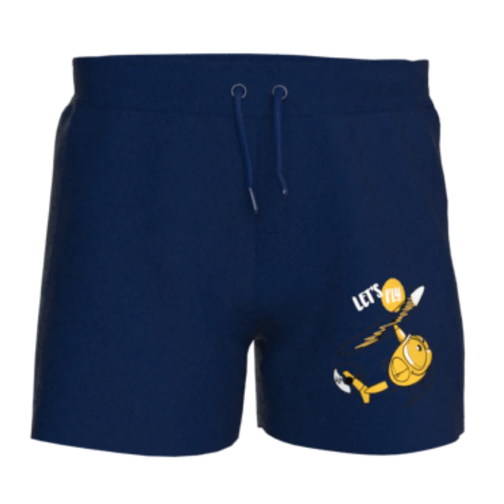 Navy Boys Short Pant | Minimal Graphic Print Shorts | Soft Cotton Everyday Comfort | 1860