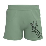 Green Giraffe Print Boys Shorts | Kids Cotton Casual Shorts | Minimal Cartoon Short Pant | 1862