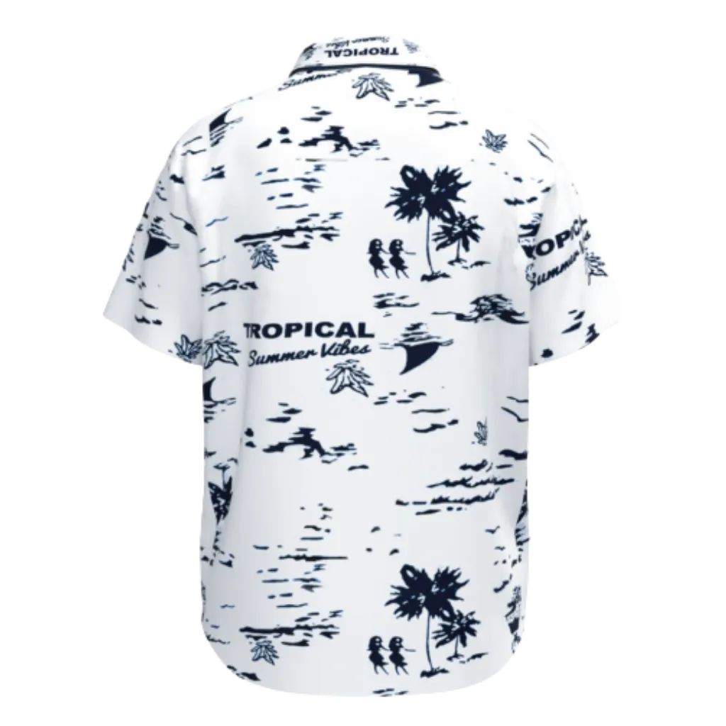 White Cotton Short Sleeve Shirt for Boys | Tropical Print Casual Shirt | Smart Summer Wear | 1869