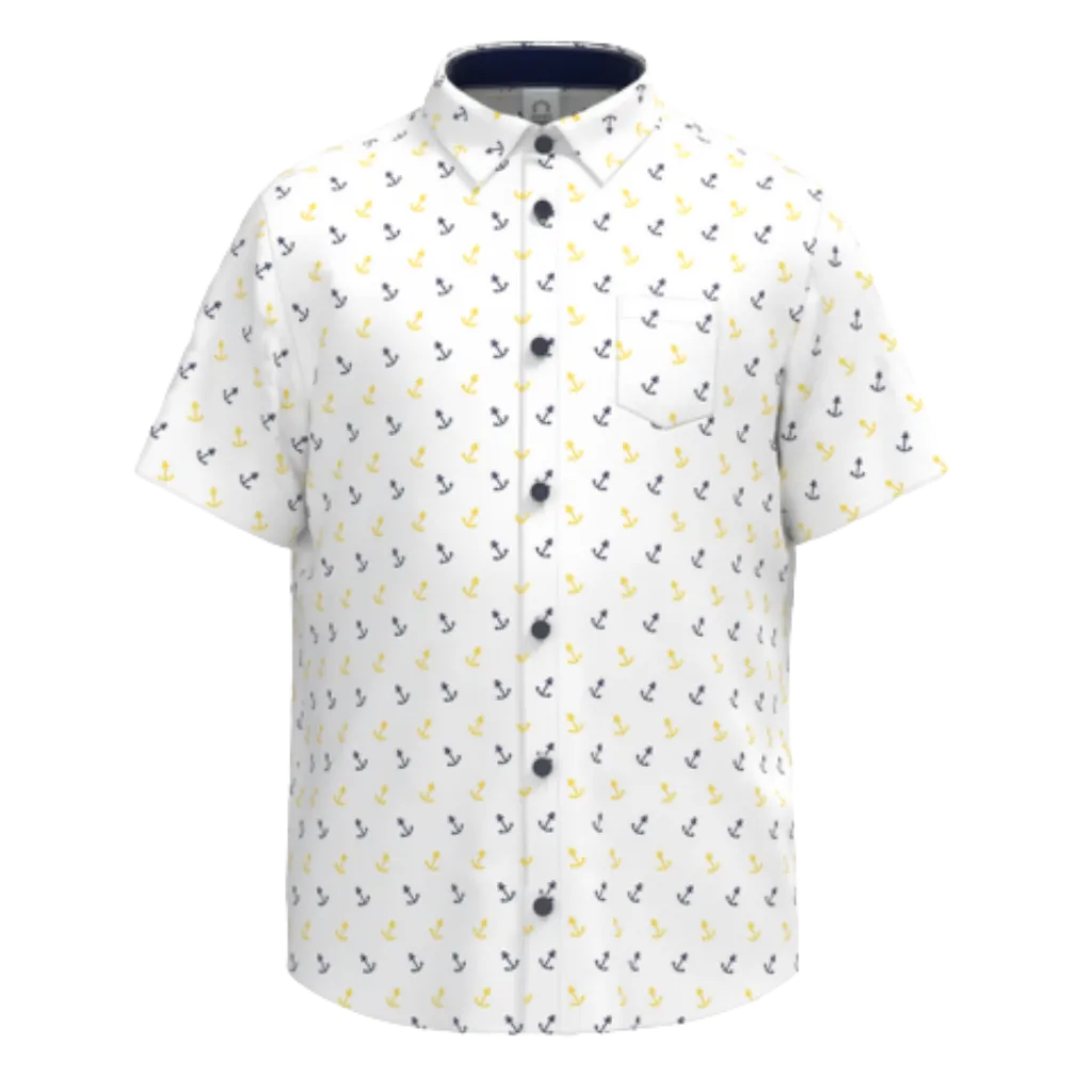 Ash Cotton Short Sleeve Shirt for Boys | Anchor Print Casual Summer Shirt | Smart Everyday Wear | 1870