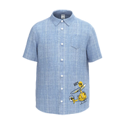 Blue Boys Casual Shirt | Airplane Graphic Short Sleeve Shirt | Soft Cotton Button-Down Summer Shirt | 1872