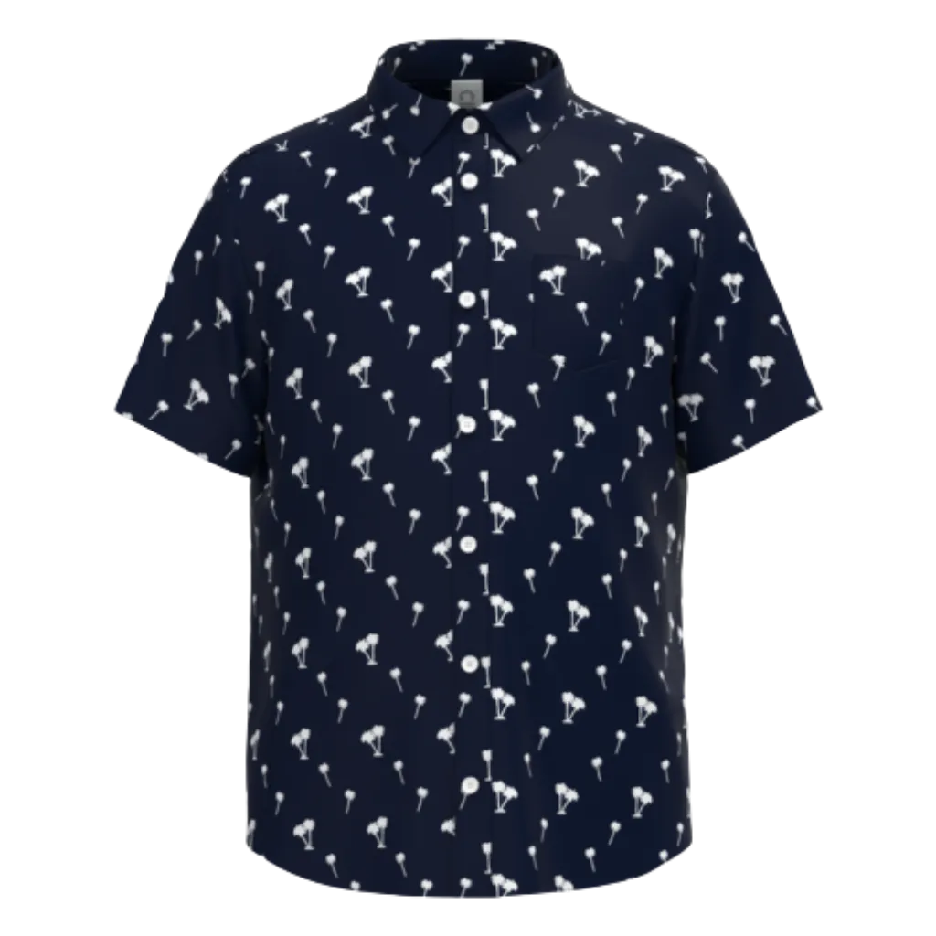 Dark Blue Cotton Short Sleeve Shirt for Boys | Flamingo Print Casual Shirt | Smart Summer Wear | 1873