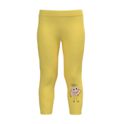 Yellow Girls Printed Leggings | Cute Smiley Character Stretch Leggings | Soft Cotton Everyday Wear for Girls | 1875