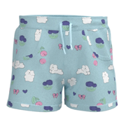 Blue Cloud & Floral Print Girls Shorts | Kids Cotton Casual Short Pant | Cute All-Over Pattern Shorts | 1881