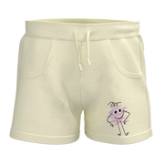 Khaki Girls Short Pant | Minimal Graphic Print Shorts | Soft Cotton Everyday Comfort | 1882