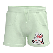 Green Girls Short Pant | Cute Bunny Graphic Shorts | Soft Cotton Comfort Wear | 1883