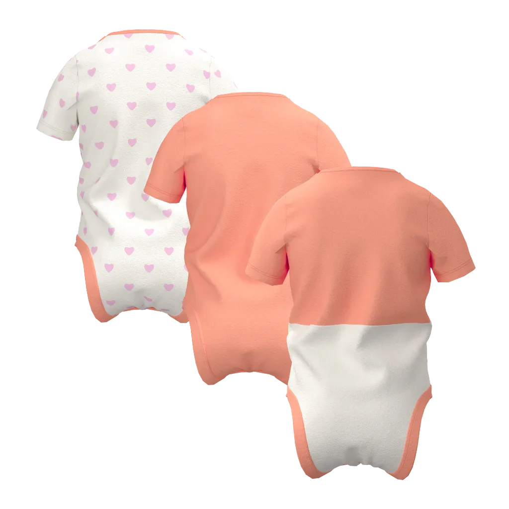 Pink Bunny Print Baby Girl Romper Set (3 PCS) | Soft Cotton Infant Bodysuits | Cute Newborn Essentials | 1887