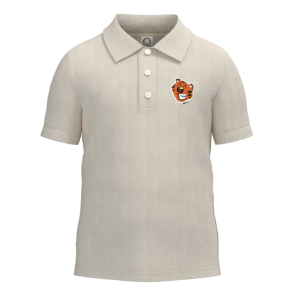 Ash Cotton Short Sleeve Polo Shirt for Boys | Tiger Patch Smart Kids Polo | 1917