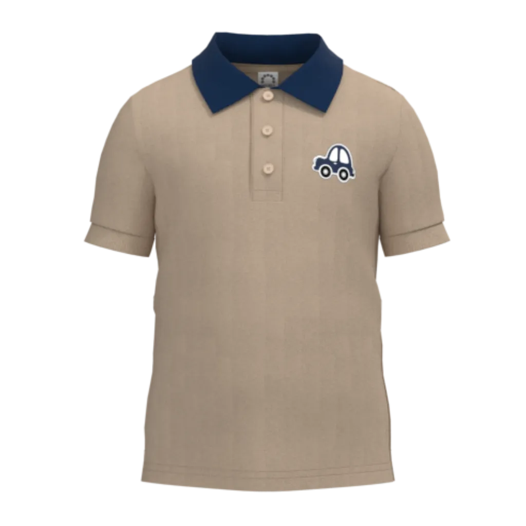 Brown Cotton Short Sleeve Polo Shirt for Boys | Car Patch Smart Kids Polo | 1918
