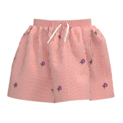 Peach Striped Floral Girls Skirt | Kids Cotton Summer Skirt | Lightweight Drawstring Waist Skirt | 1928