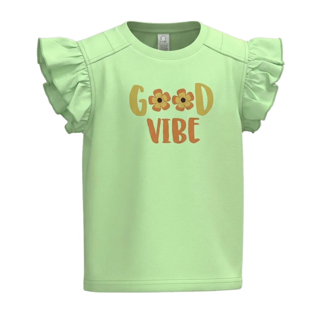Good Vibe Girl's Ruffle T-Shirt | 1944