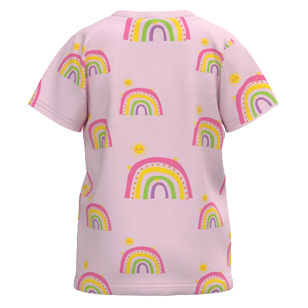 Pink t-shirt with rainbow 