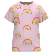 Pink t-shirt with rainbow patterns 