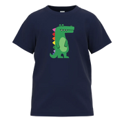 Navy blue t-shirt with a colorful alligator graphic