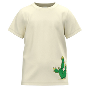 Beige t-shirt with a green cactus design 