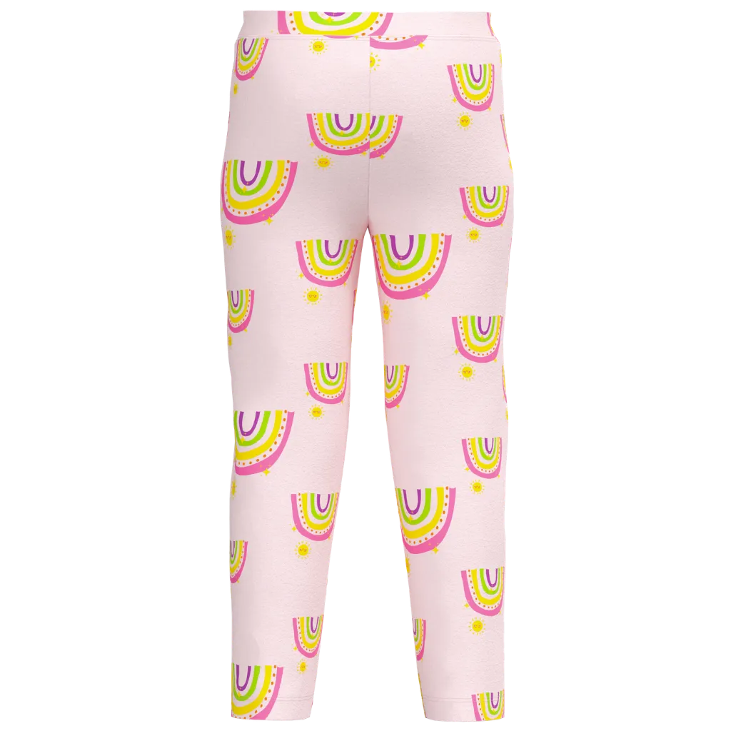 Lilac Rainbow Print Girls Leggings | Kids Cotton Stretch Leggings | Cute Rainbow Pattern Leggings | 2015