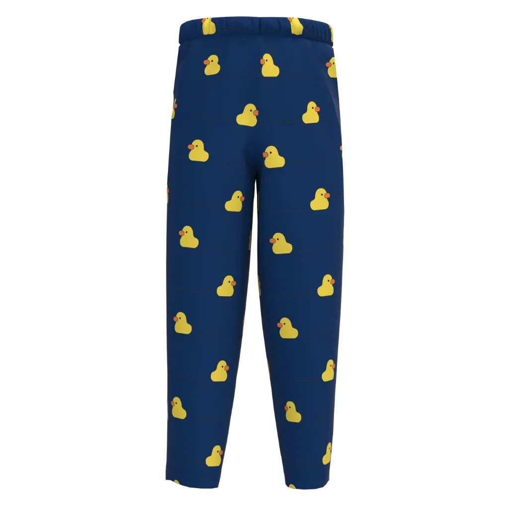 True Blue Duck Print Girls Leggings | Kids Cotton Stretch Leggings | Cute Yellow Duck Pattern Leggings | 2018