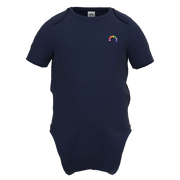 Navy blue Romper with a colorful logo
