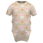 Silver Grey Jellyfish Print Romper for Girls | Baby Cotton Romper | Cute Ocean Theme Baby Bodysuit | 2026