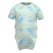 Wan Blue Cotton Baby Romper for Boys | Cute Cloud Print Bodysuit | Soft Infant One-Piece Outfit | 2034