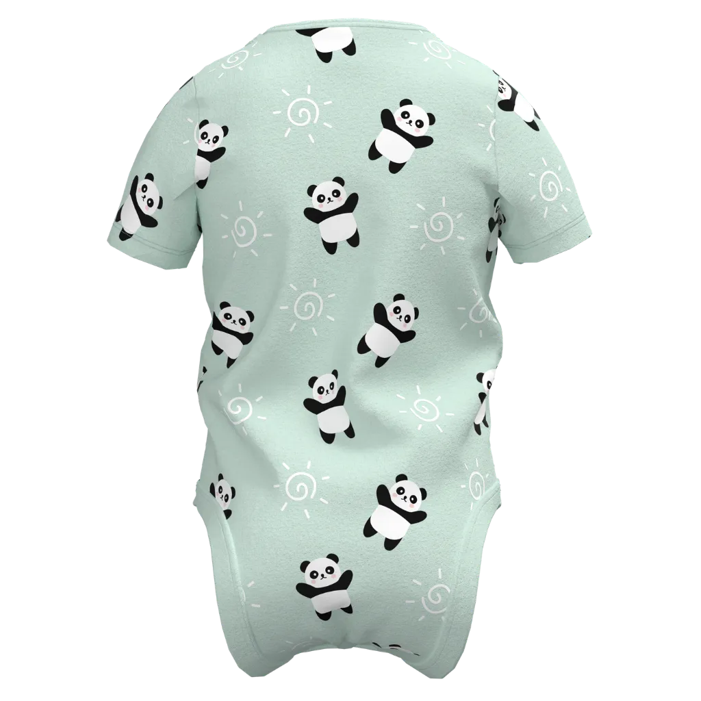 Light green t-shirt with panda pattern