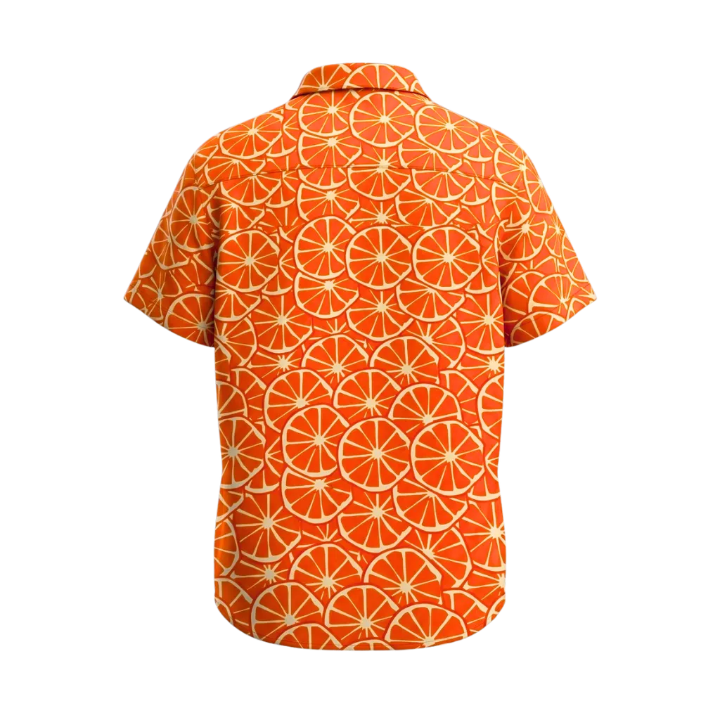 Orange Boys Printed Shirt | All-Over Citrus Orange Print Short Sleeve Shirt | Smart Casual Summer Wear | 2133