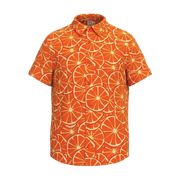 Orange Boys Printed Shirt | All-Over Citrus Orange Print Short Sleeve Shirt | Smart Casual Summer Wear | 2133