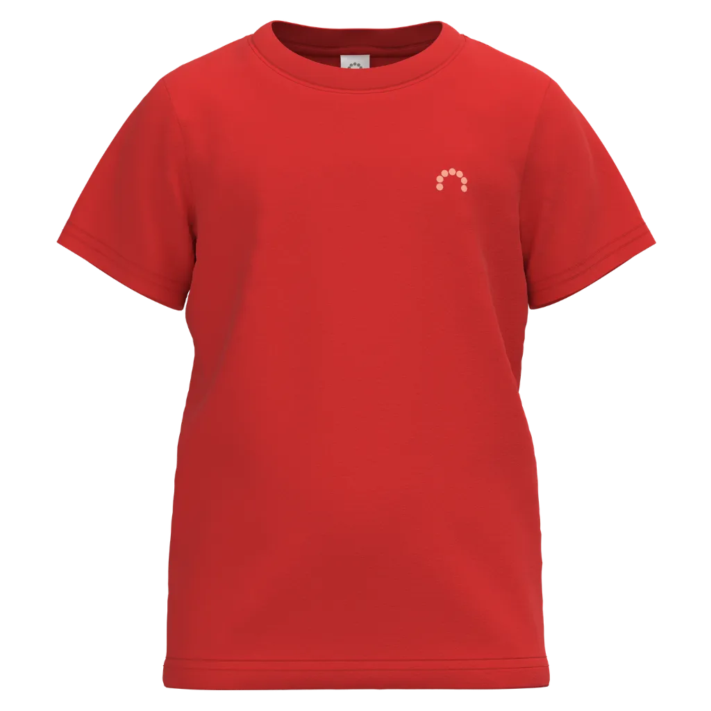 Red t-shirt with a small logo