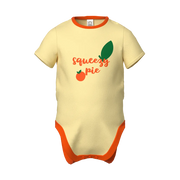 Cream Baby Boy Romper | “Squeezy Pie” Print Bodysuit | Soft Cotton Infant Wear | 2140