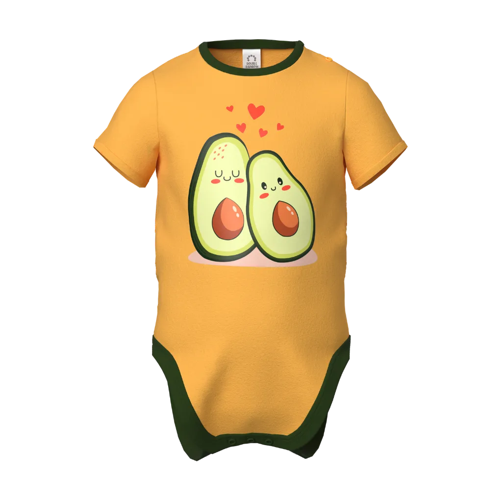 Yellow Baby Boy Romper | Avocado Print Bodysuit | Soft Cotton Infant Wear | 2143