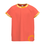 Coral Red Girls T-Shirt | Contrast Trim Casual Tee | Soft Cotton Summer Wear | 2144