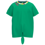 Green Girls Tie-Knot T-Shirt | Kids Cotton Casual Tee | Stylish Everyday Girls Top | 2145