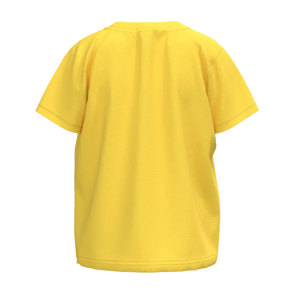 Bright Yellow Girls T-Shirt | Citrus Lime Print Tee | Soft Cotton Summer Wear | 2147