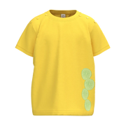 Bright Yellow Girls T-Shirt | Citrus Lime Print Tee | Soft Cotton Summer Wear | 2147