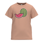Sand Watermelon Print Girls T-Shirt | Kids Cotton Casual Tee | Cute Fruit Graphic T-Shirt | 2148