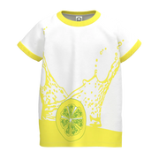 White & Yellow Girls T-Shirt | Lemon Splash Print Tee | Summer Cotton Casual Wear | 2150