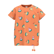 Orange Girls Graphic T-Shirt | Watermelon Print Tee | Fun Summer Cotton Top | 2152