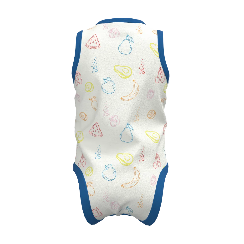 White Girls Romper | Fruit Print Sleeveless Bodysuit | Soft Cotton Baby Wear | 2159